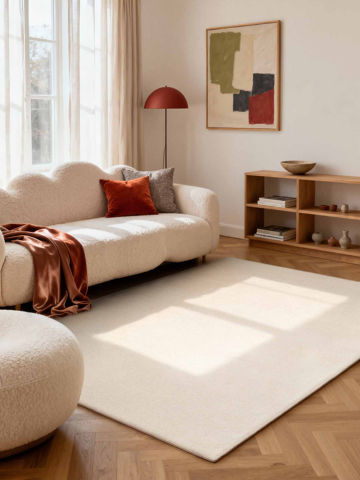 ELLE DECORATION PURISTIC FIN BOUCLE ULLMATTA, KNUTAR NATURVIT