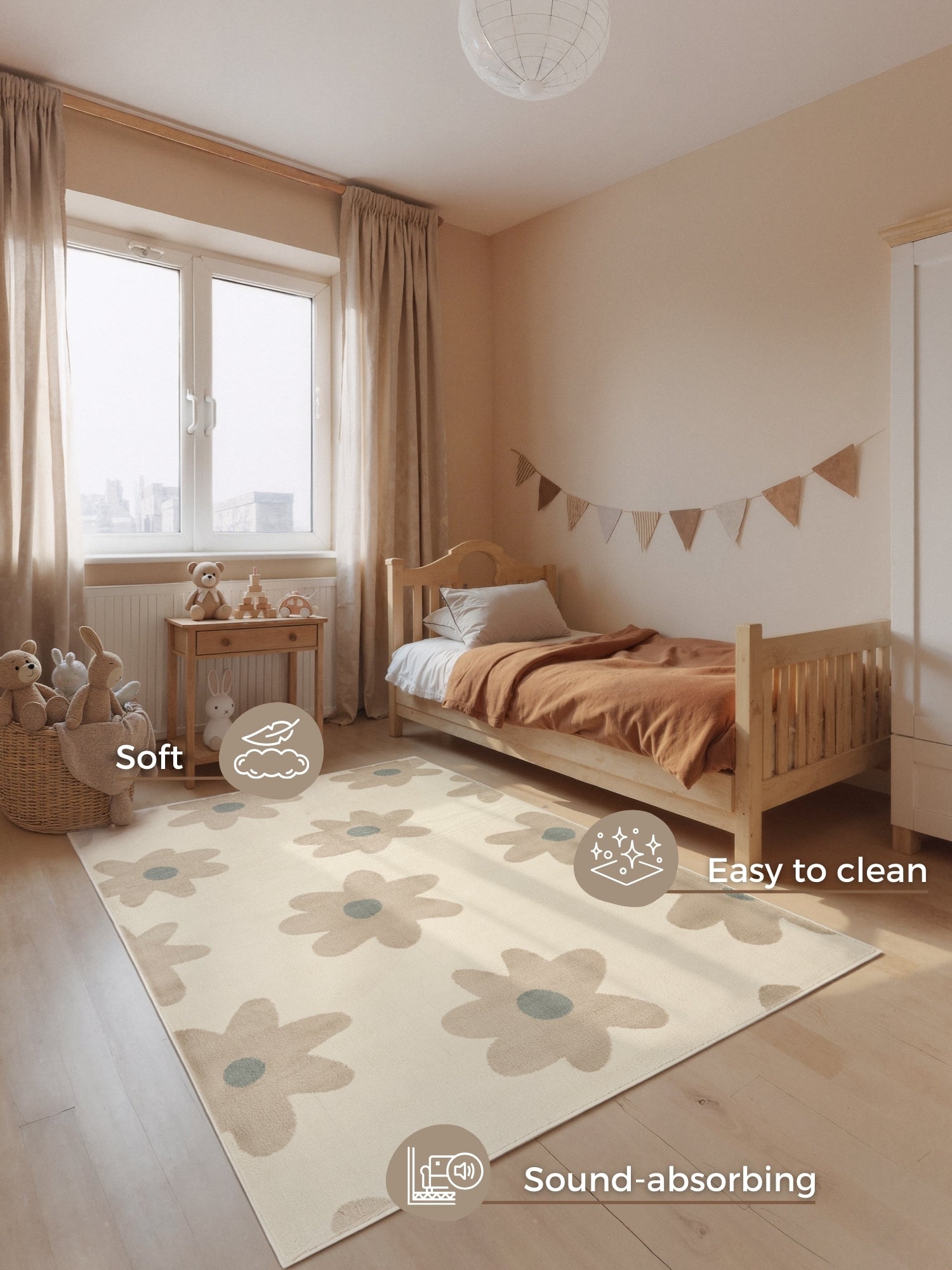 SAGOFILT FÖR BARN BLOOMY, KRÄM BEIGE