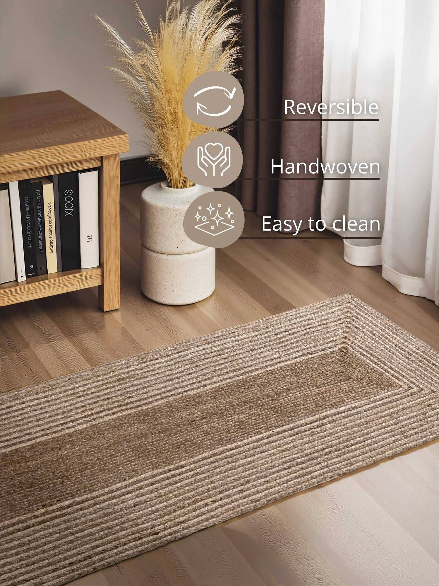 JUNO JUTE-MATTA LINE, NATUR VIT BRUN