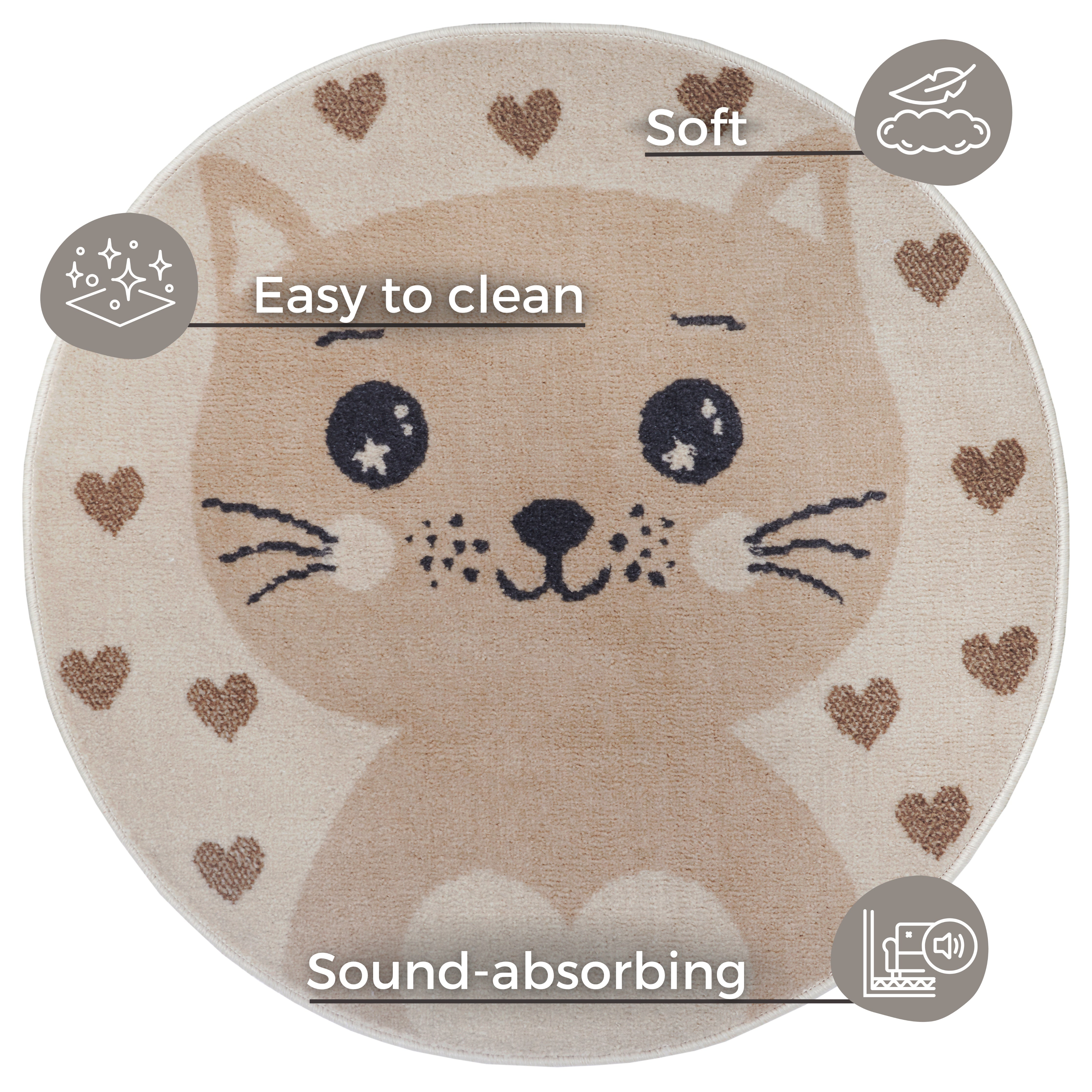 SAGOFILT FÖR BARN MED KATT, KRÄM-BEIGE 105963