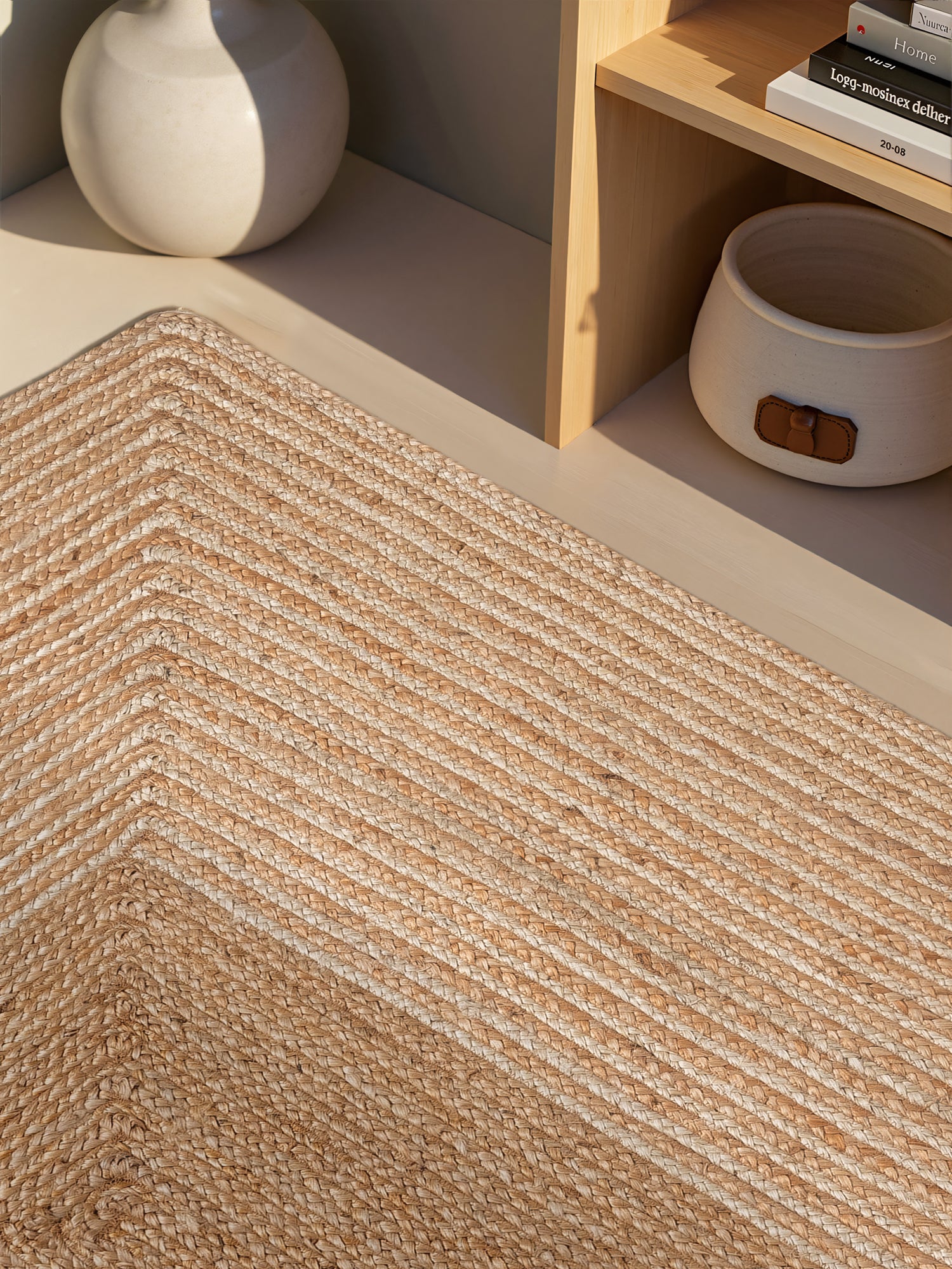 JUNO JUTE-MATTA LINE, NATUR VIT GULD