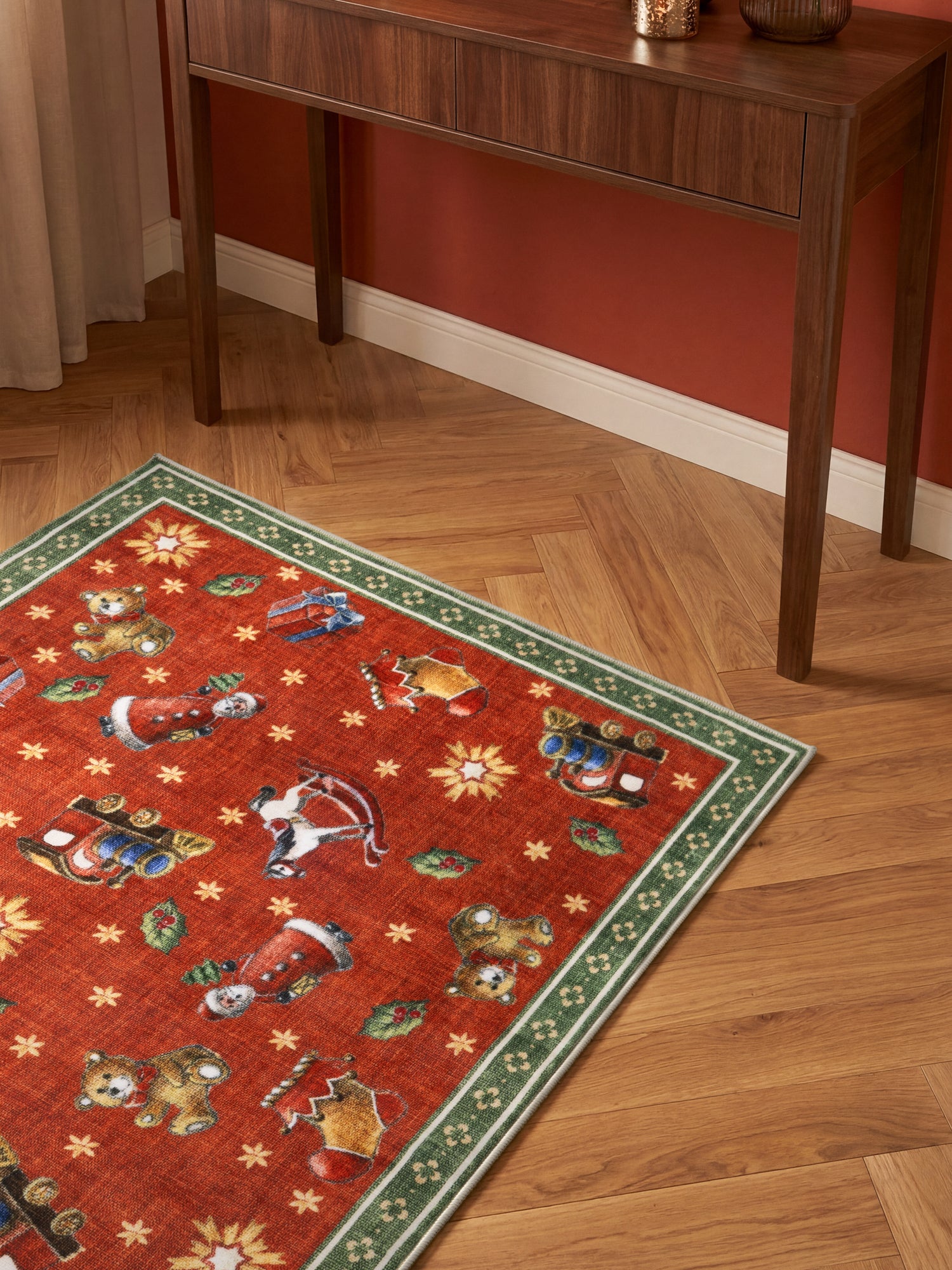 VILLEROY & BOCH TOY'S DELIGHT DESIGN TÆPPE NOSTALGIC NOEL RØD GRØN