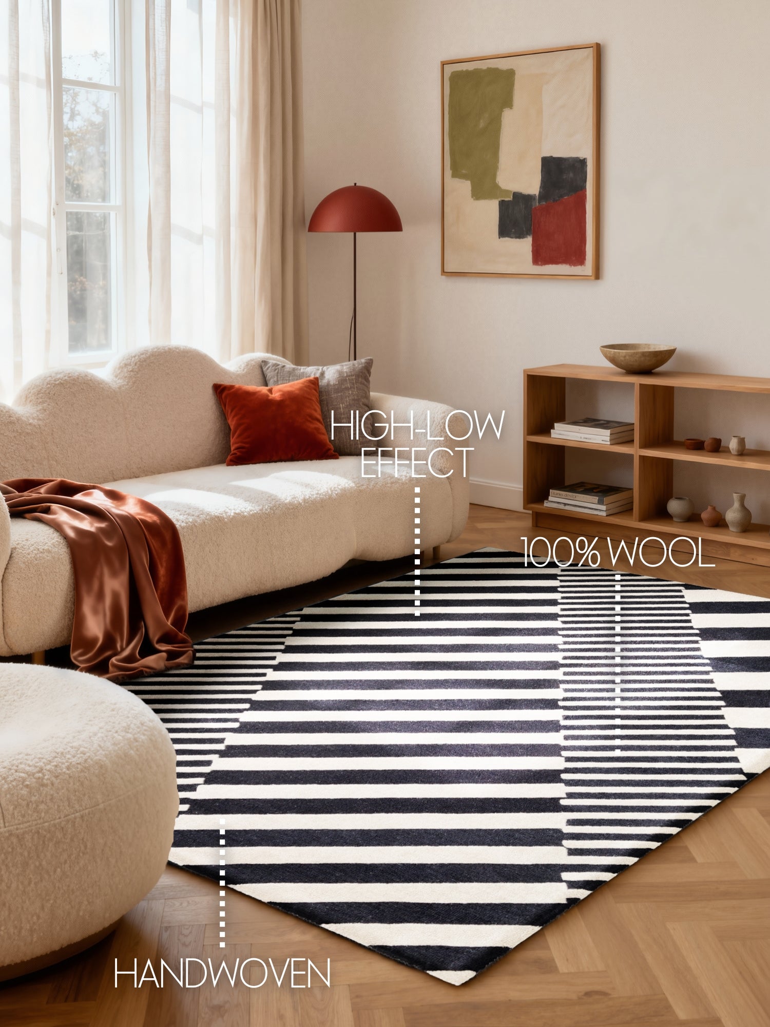 ELLE DECORATION STRYVE ULLMATTA FLUX, SVART-VIT