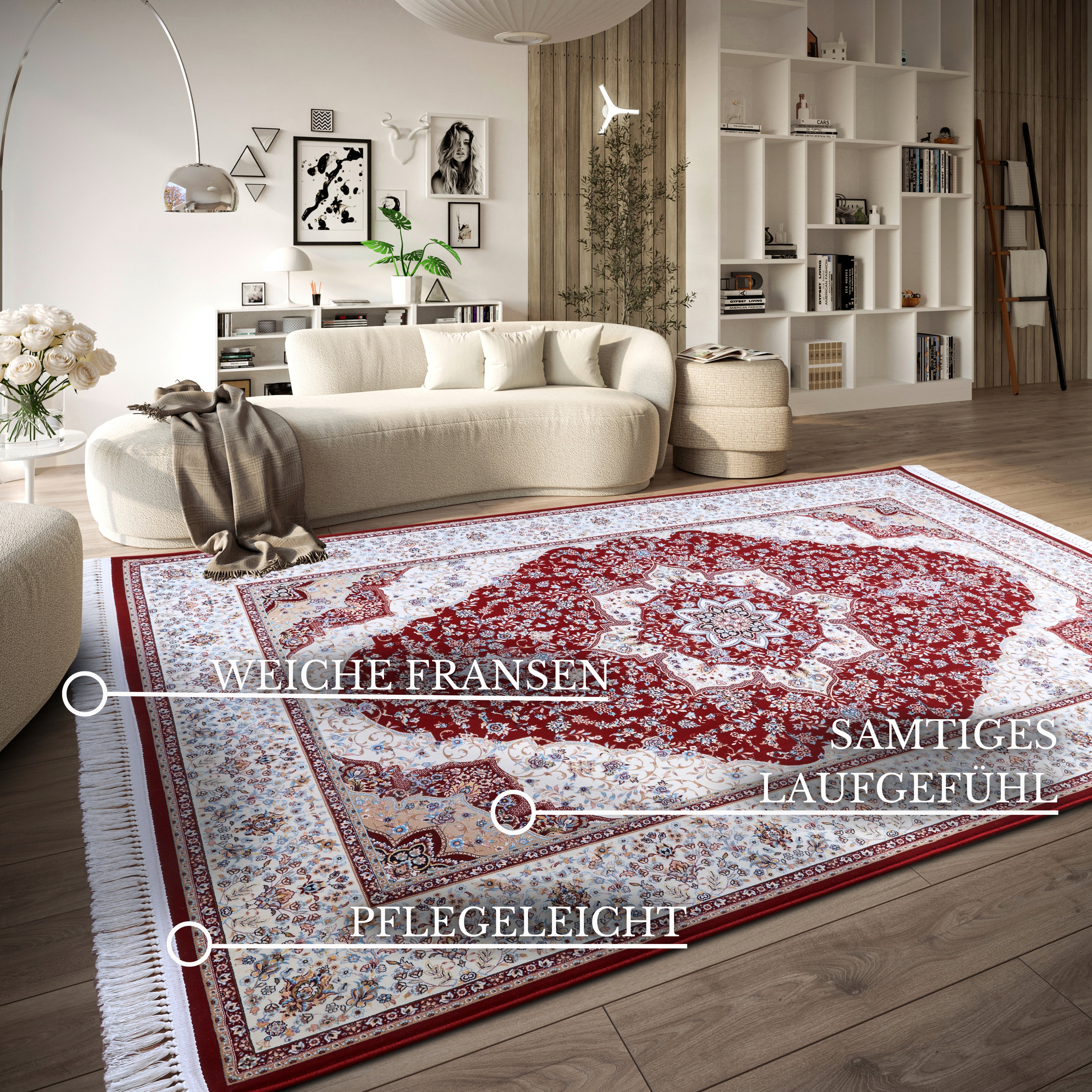 VILLEROY &amp; BOCH 106126 ORIENTALSK MATTA, ETIENNE RÖD-KRÄMFÄRGAD