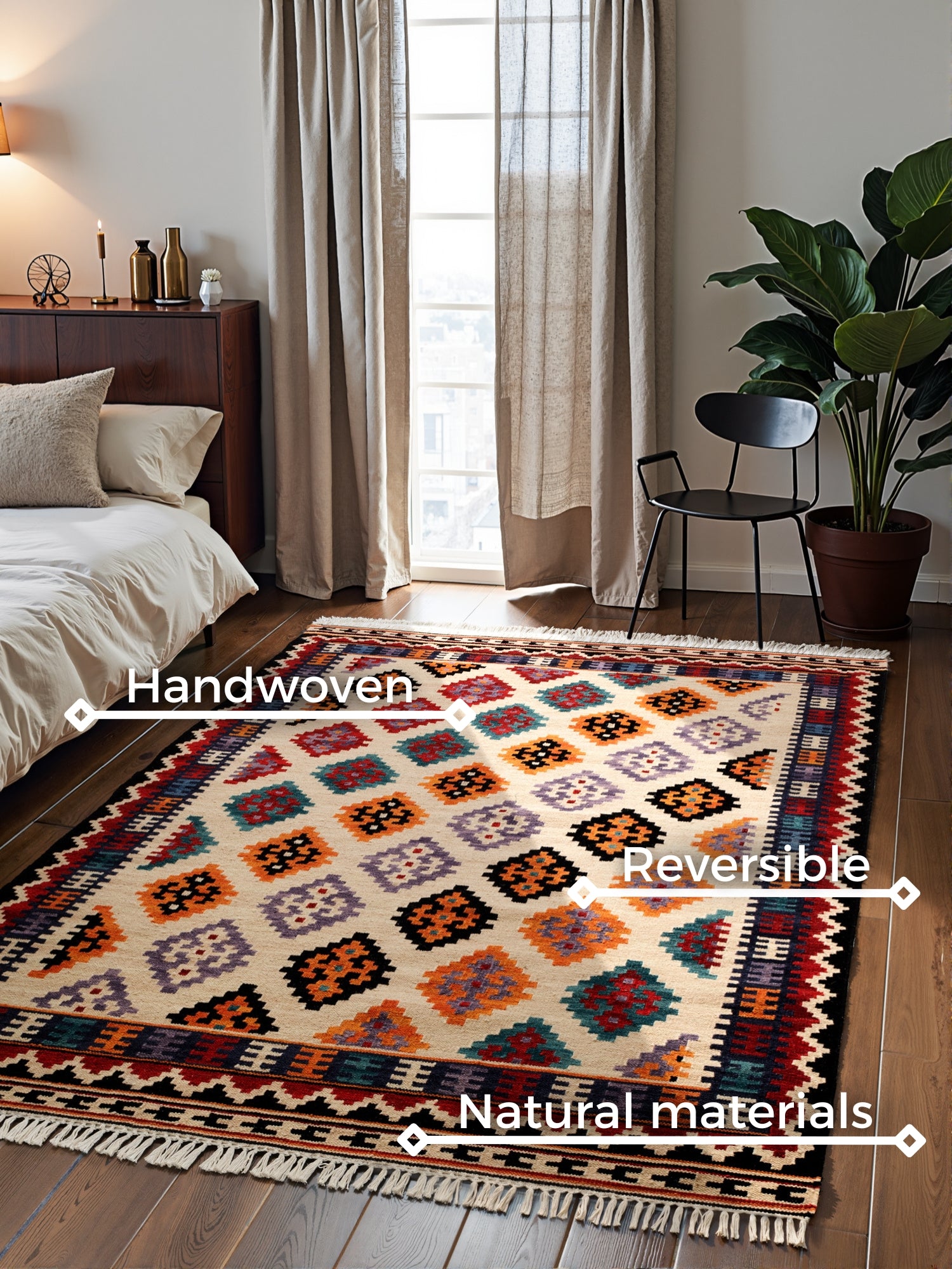 HANSE HOME KAMAL - AFGHAN KELIM MATTA, 106240 CREAM-MULTI