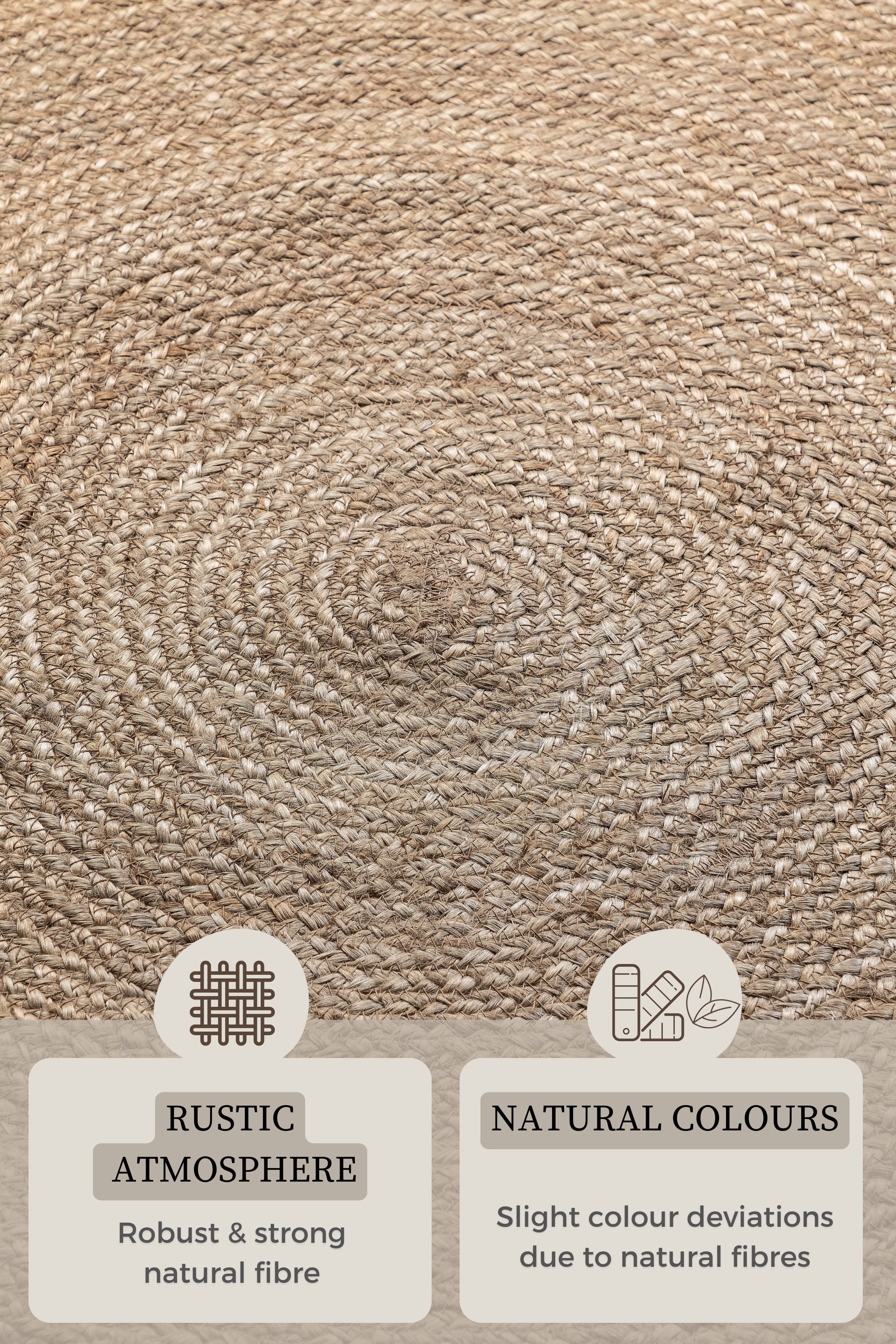 FLÄTAD JUTEMATTA, NATURLIG GRÅBRUN 106006