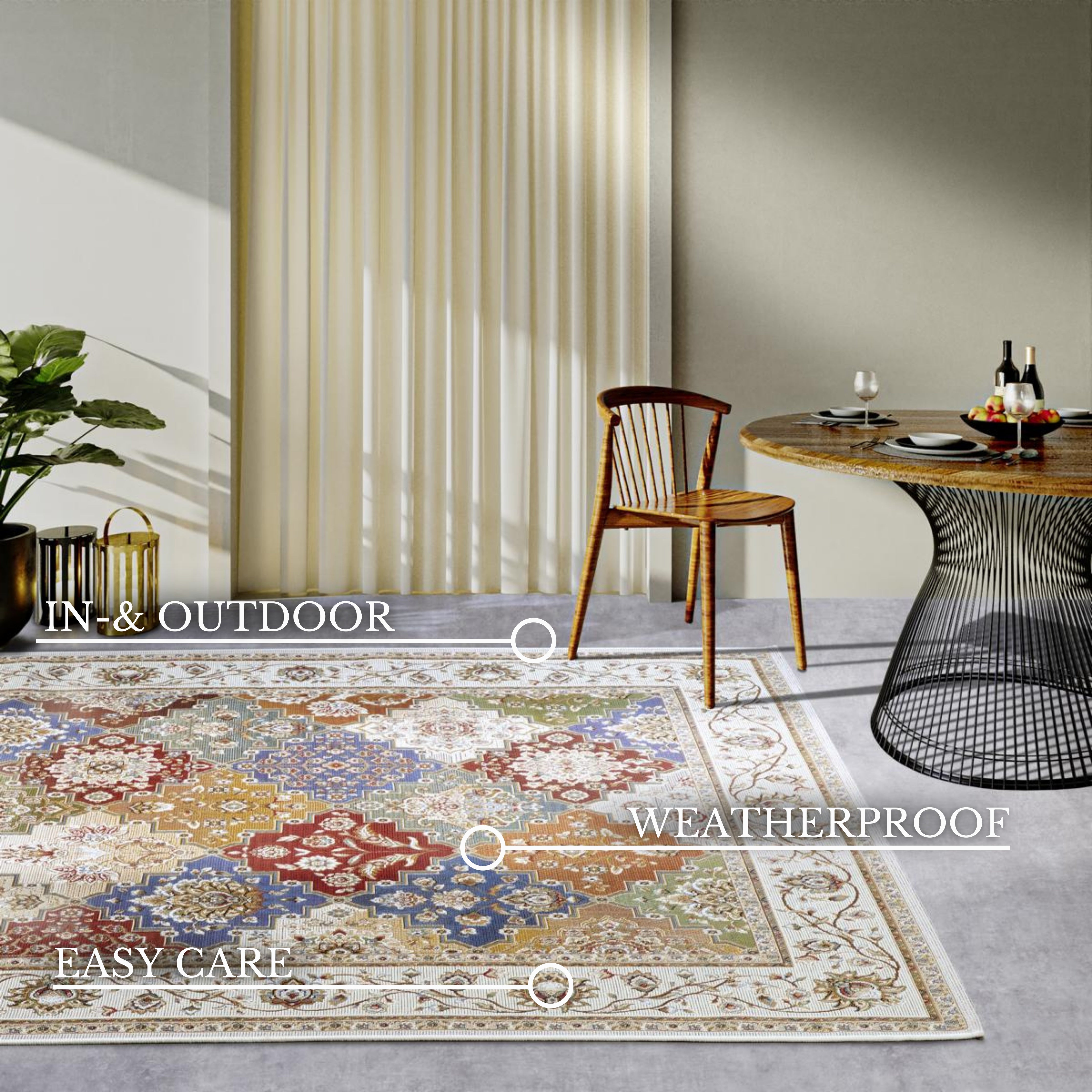 VILLEROY &amp; BOCH 106056 - INOMHUS- OCH UTOMHUSMATTA, PIERRE CREME-MULTI