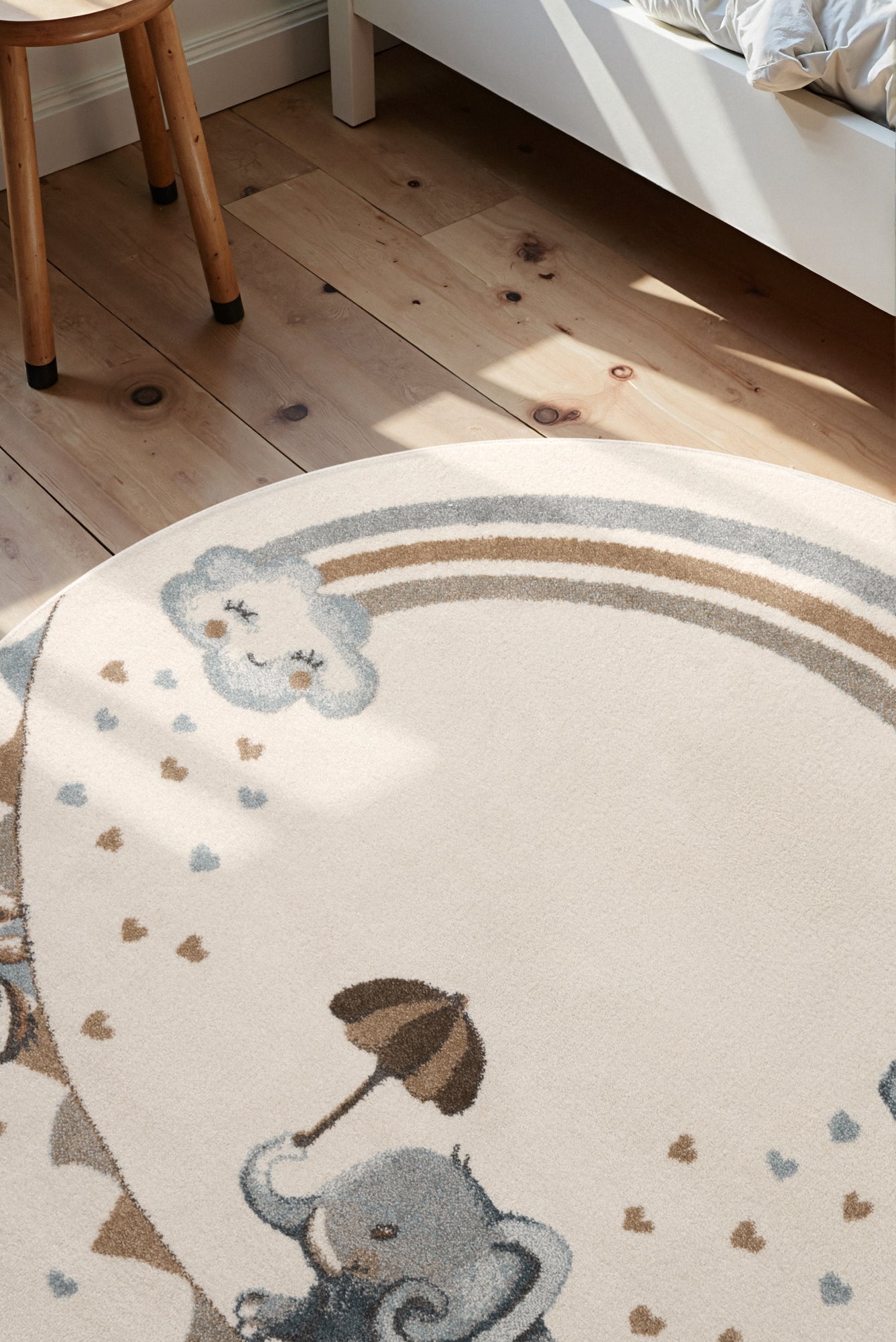 VILLEROY &amp; BOCH BOHO KIDS RUND BARNFILT - ELEFANTREGNBÅGE, CRÈME MULTI 106304