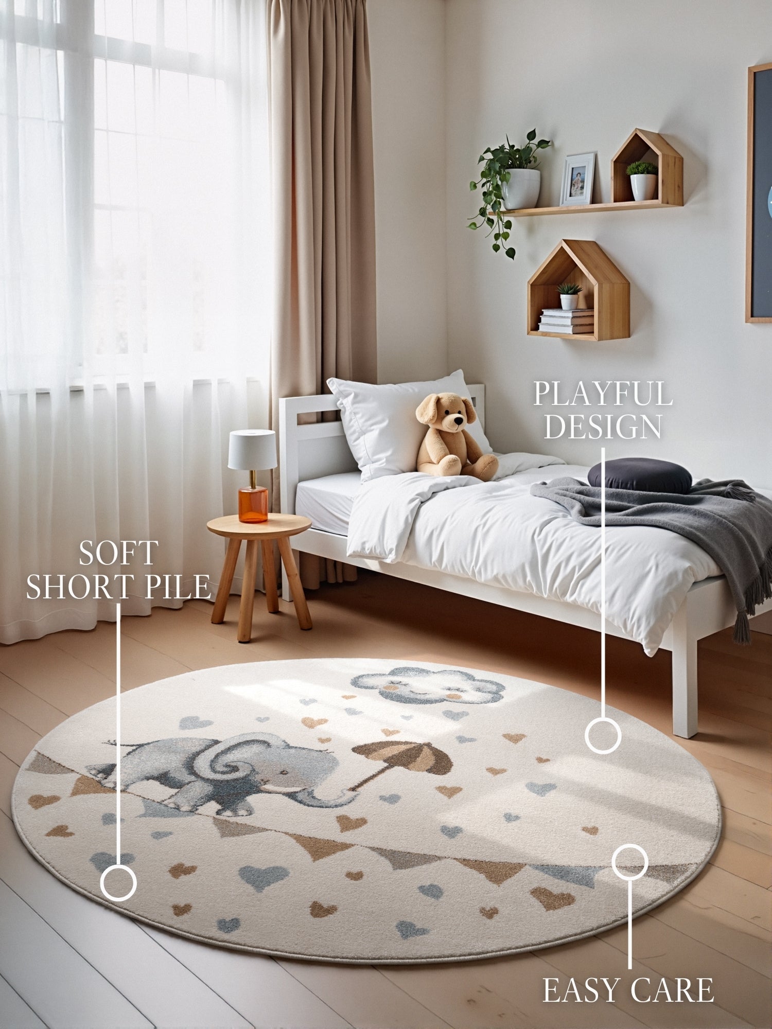 VILLEROY &amp; BOCH BOHO KIDS RUND BARNFILT - ELEPHANT RAIN, CREAM MULTI 106303
