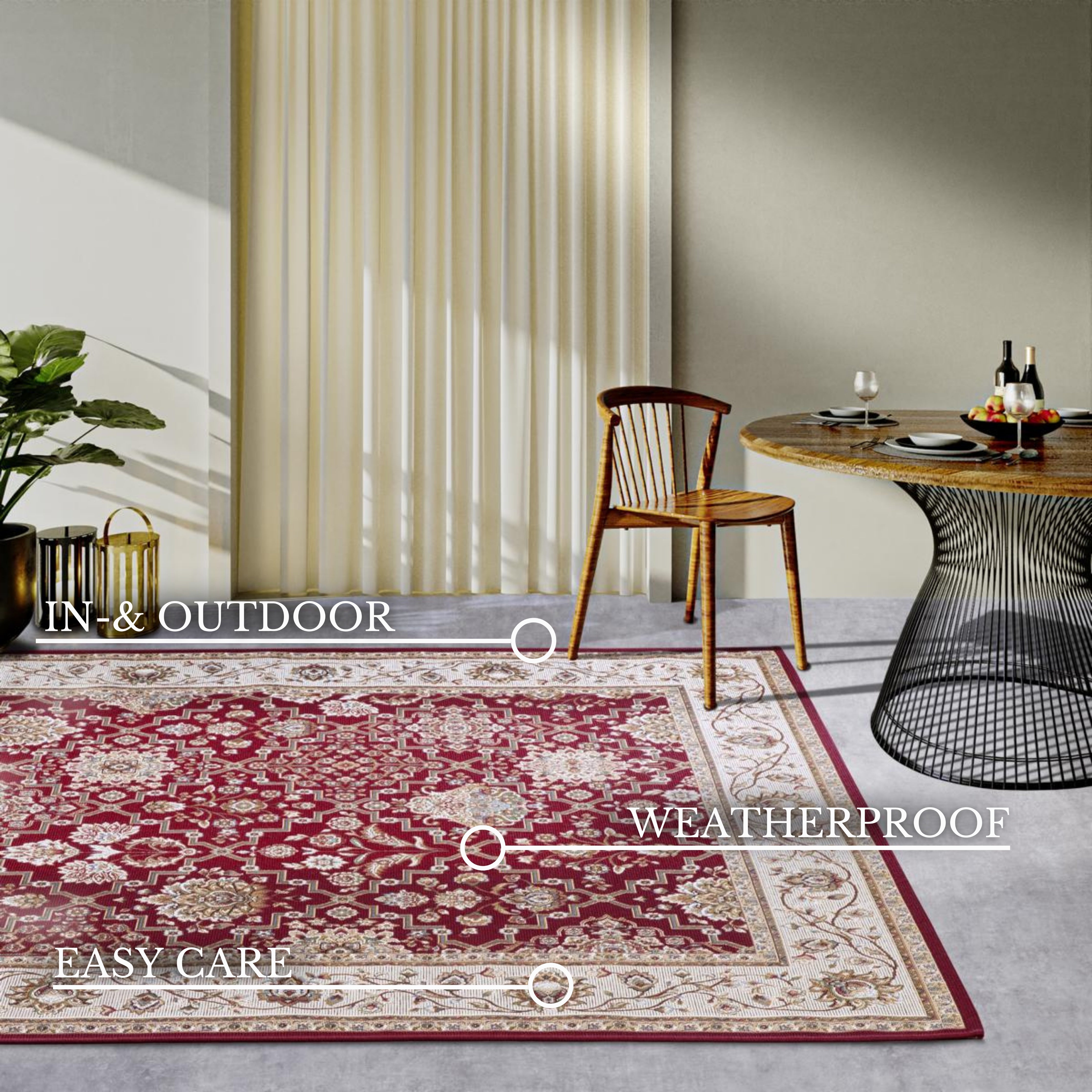VILLEROY &amp; BOCH 106057 - INOMHUS- OCH UTOMHUSMATTA, PIERRE RÖD-KRÄMFÄRGAD