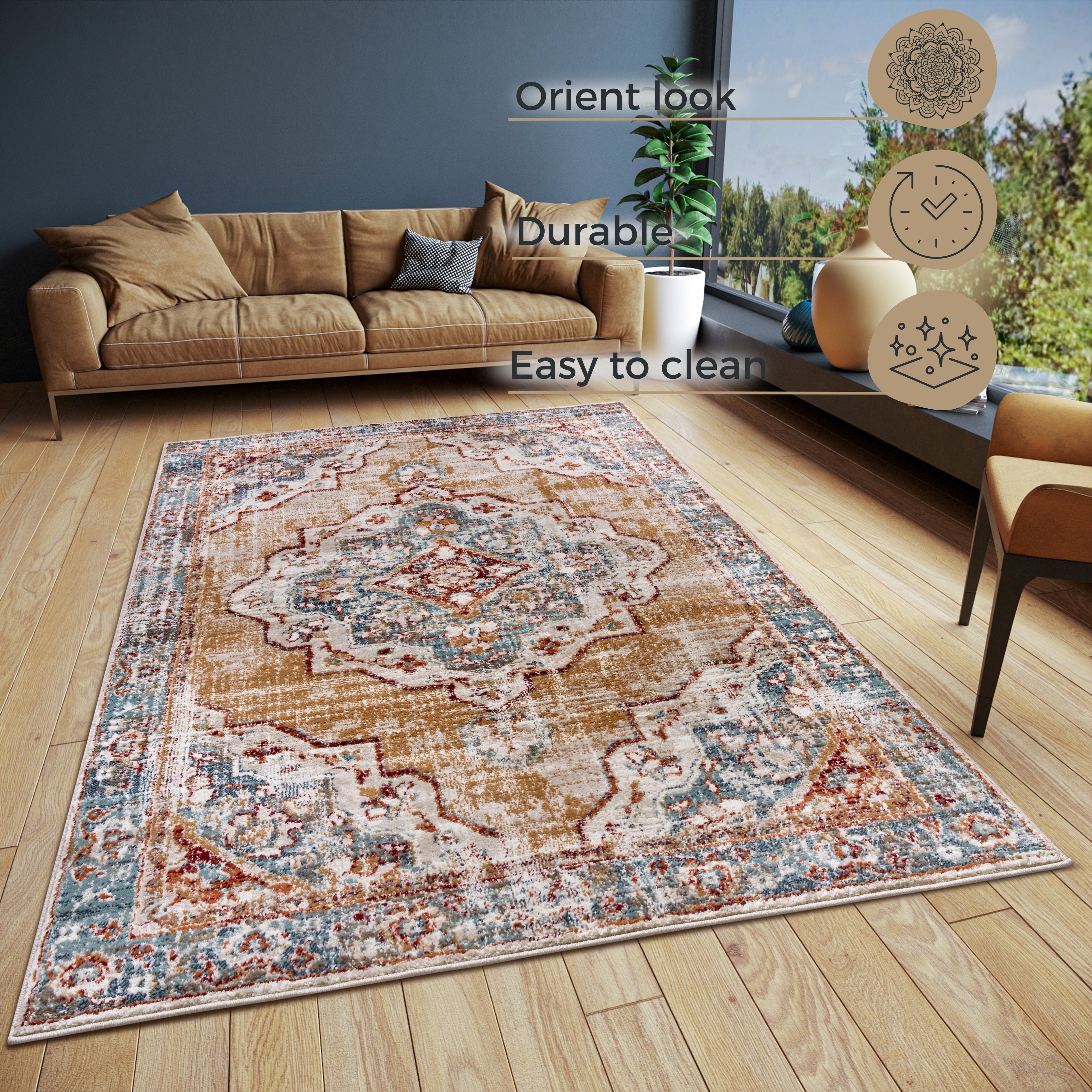 LUXOR MATTA BEIGE-BLÅ 105645