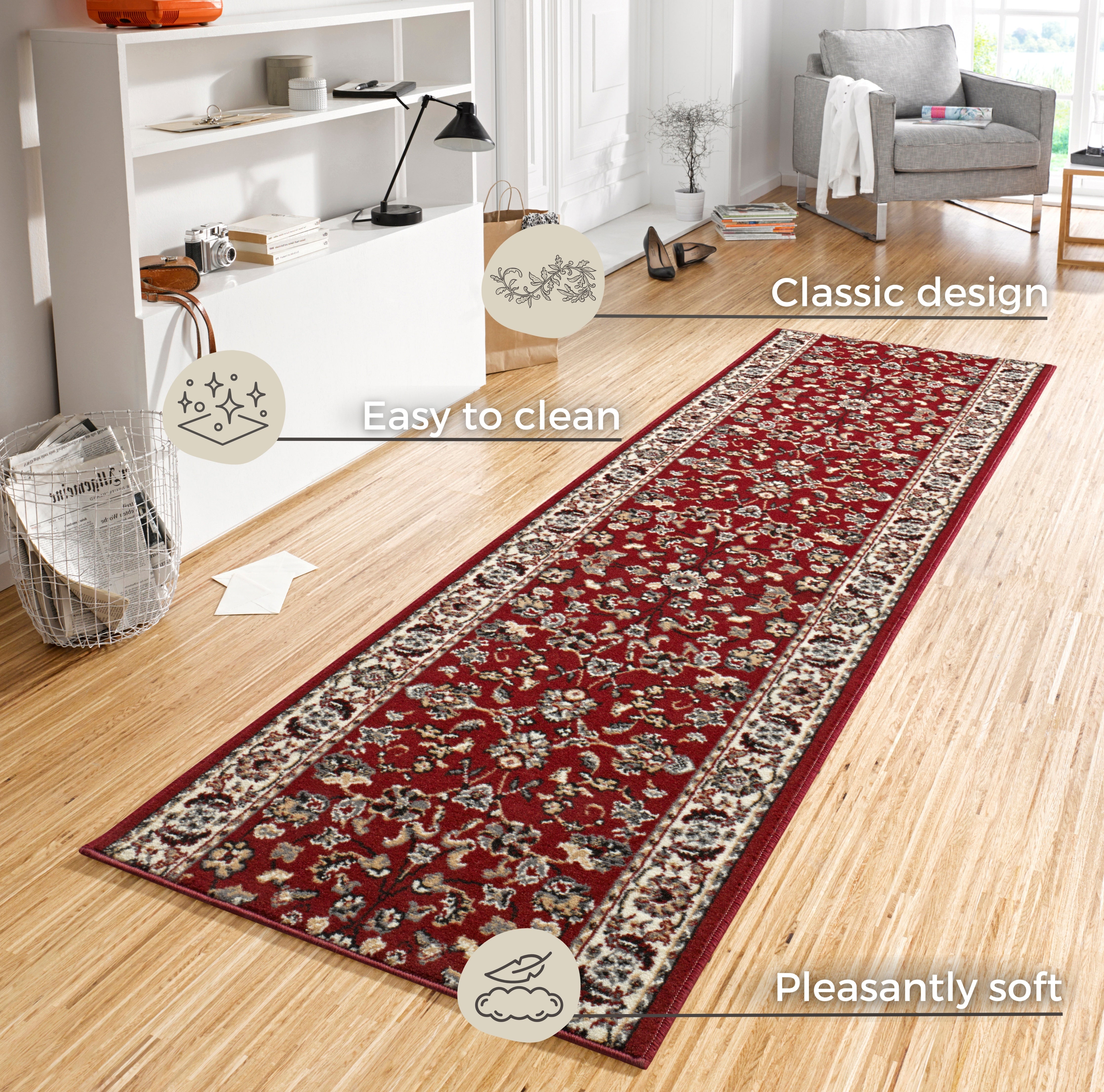 ENKEL VINTAGE MATTLÖPARE I VELOURS, RÖD 102487