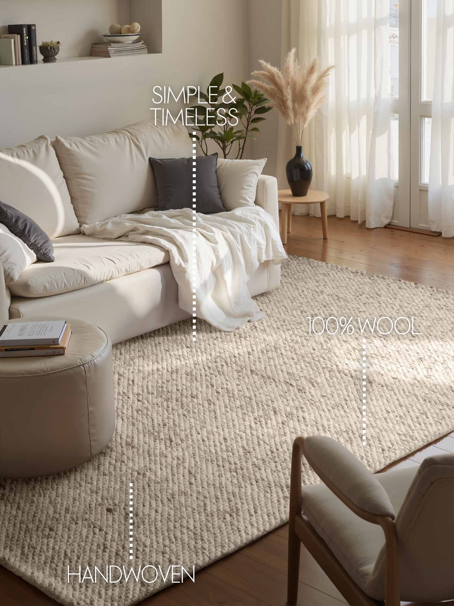 ELLE DECORATION LYON ULLMATTA, BÖNOR NATURLIG KRÄMBRUN