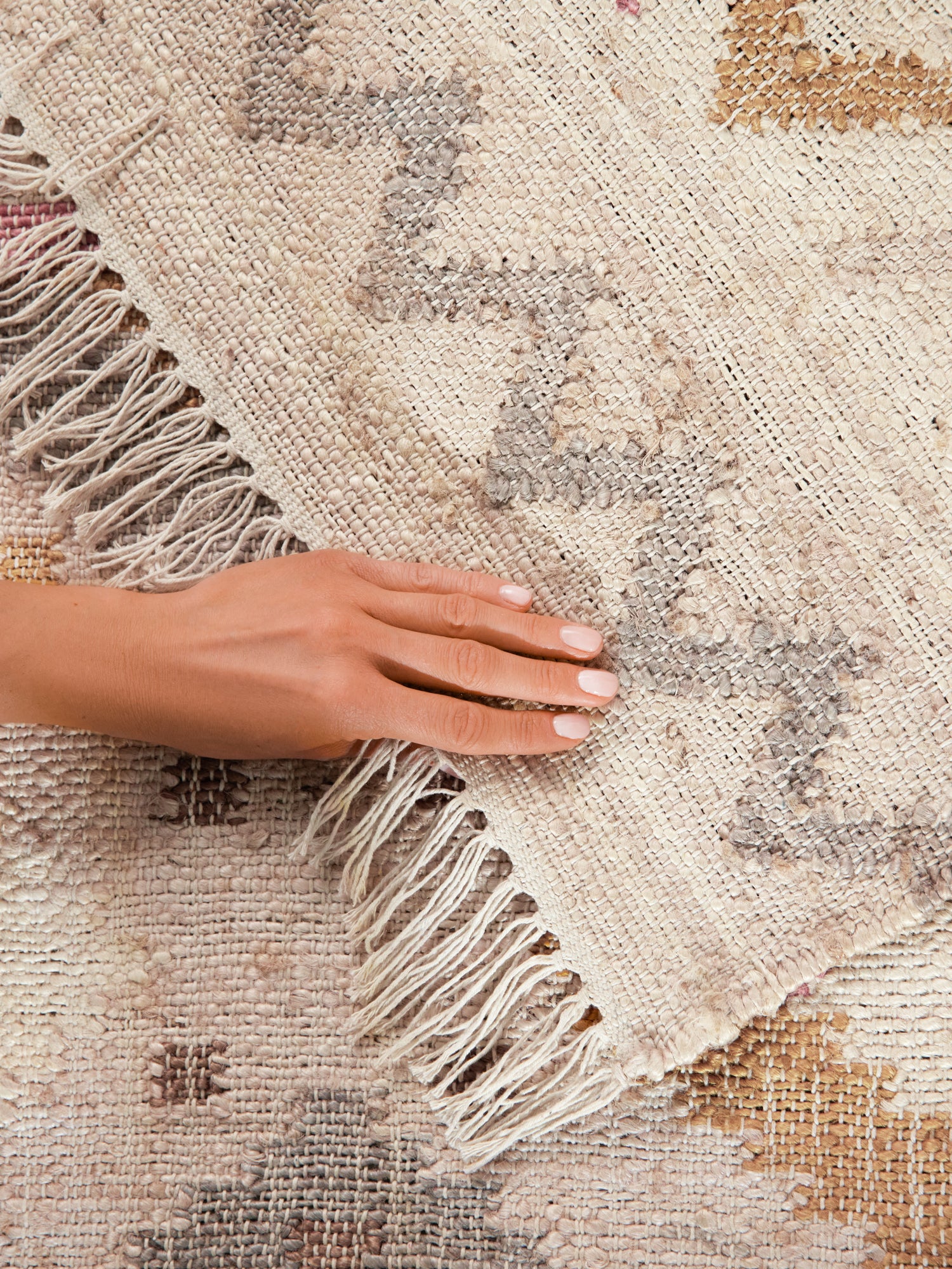 ROYA AFGHAN HANDWOVEN KELIM-MATTA, 106261 CREAM-MULTI