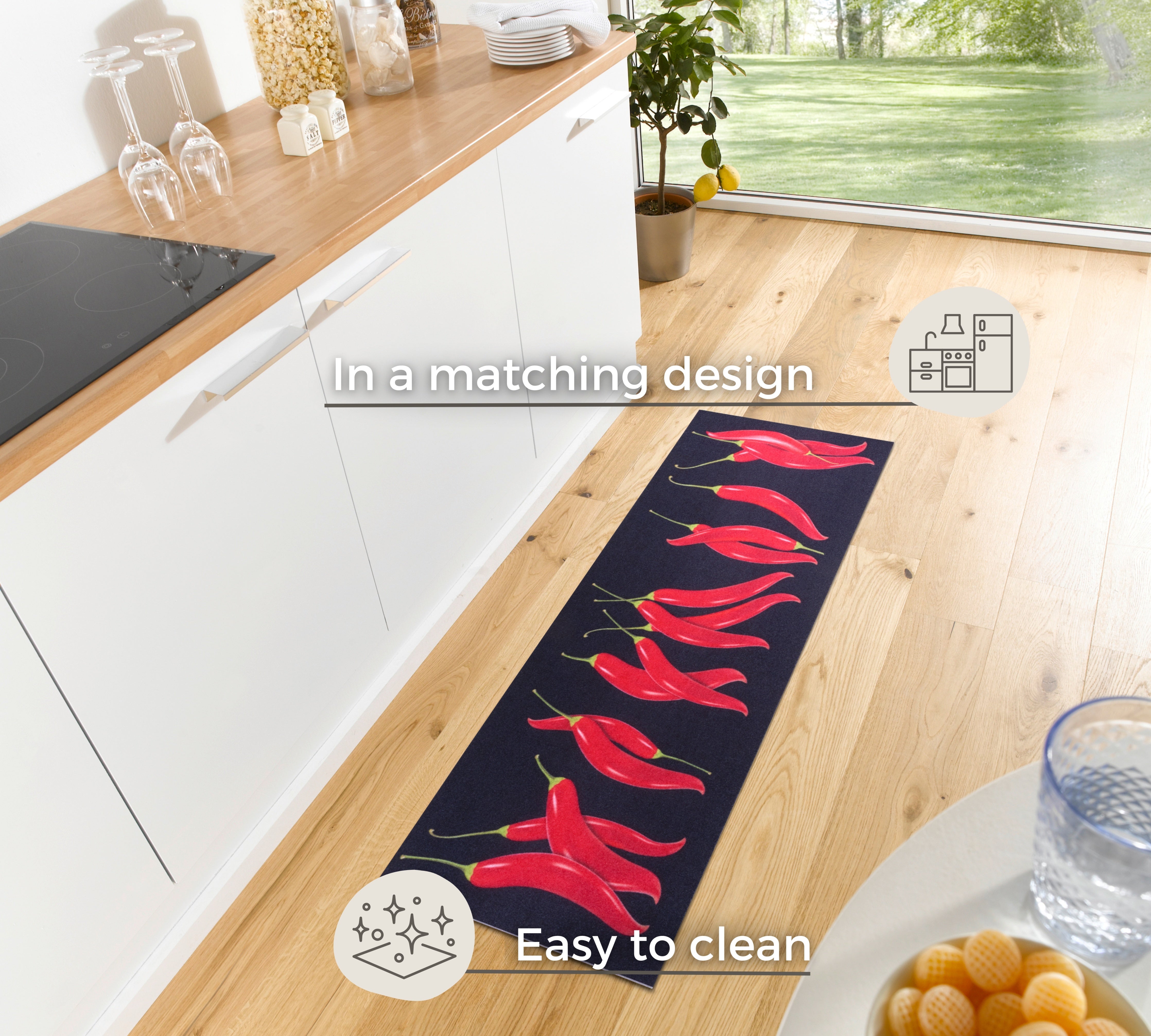 HANSE HOME COOK&amp;CLEAN CHILI DANCE KÖKSMATTOR 105727, STORLEK 50x150 CM