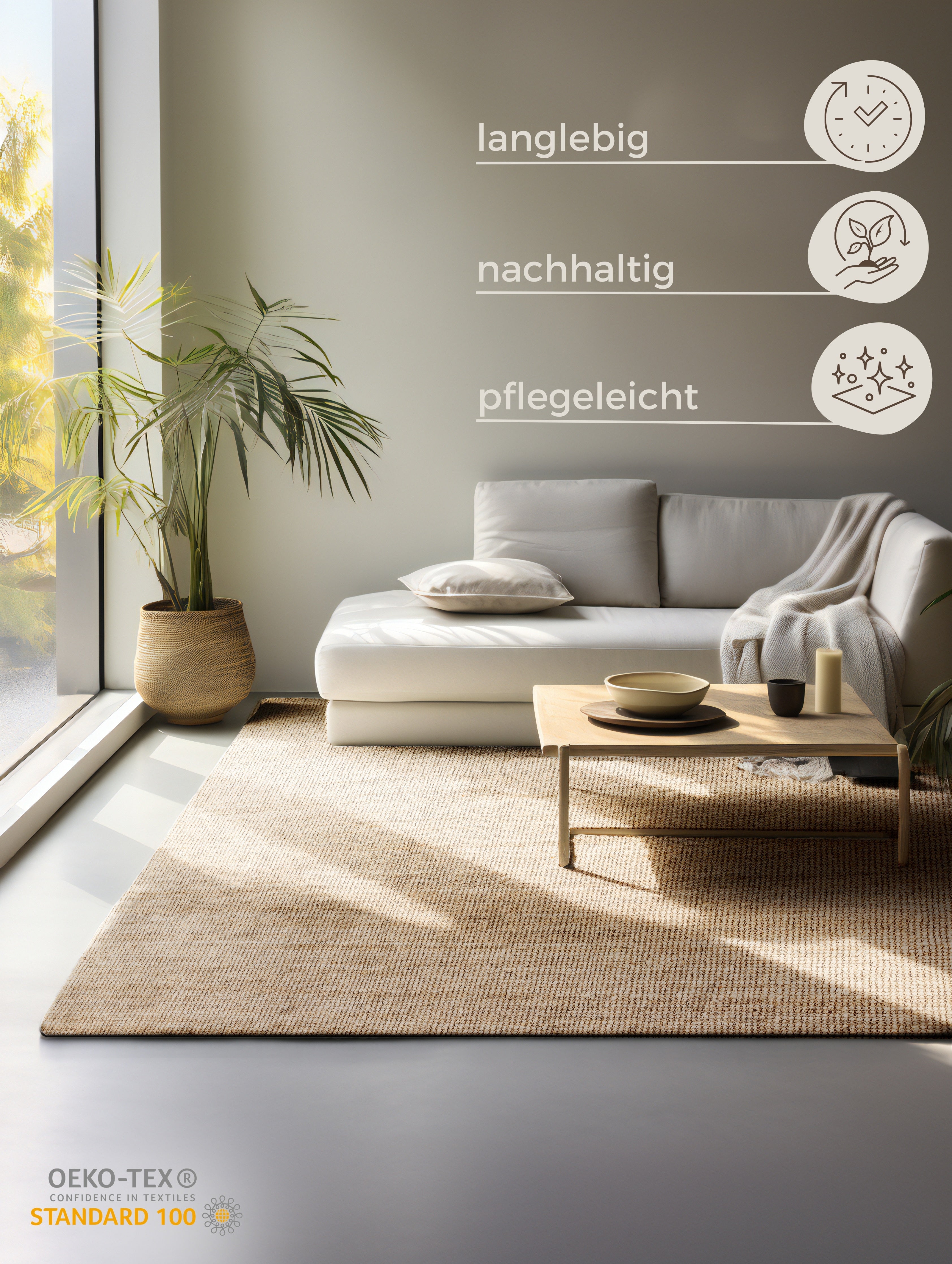 BOUCLE JUTEMATTA, NATURLIG GYLLEN - 105974