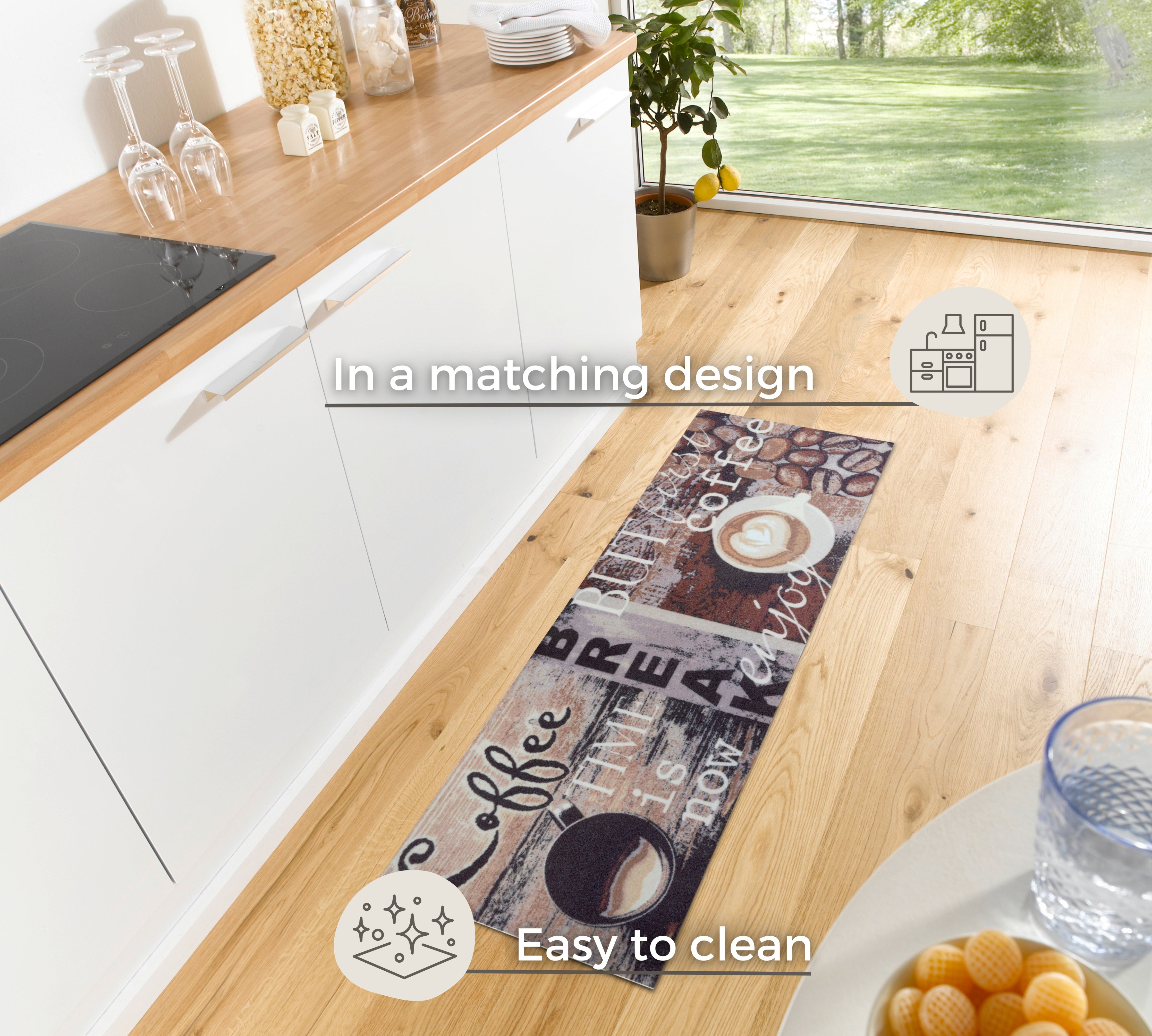 HANSE HOME COOK&amp;CLEAN COFFEE PAUSE KÖKSMATTOR 105722, STORLEK 50x150 CM