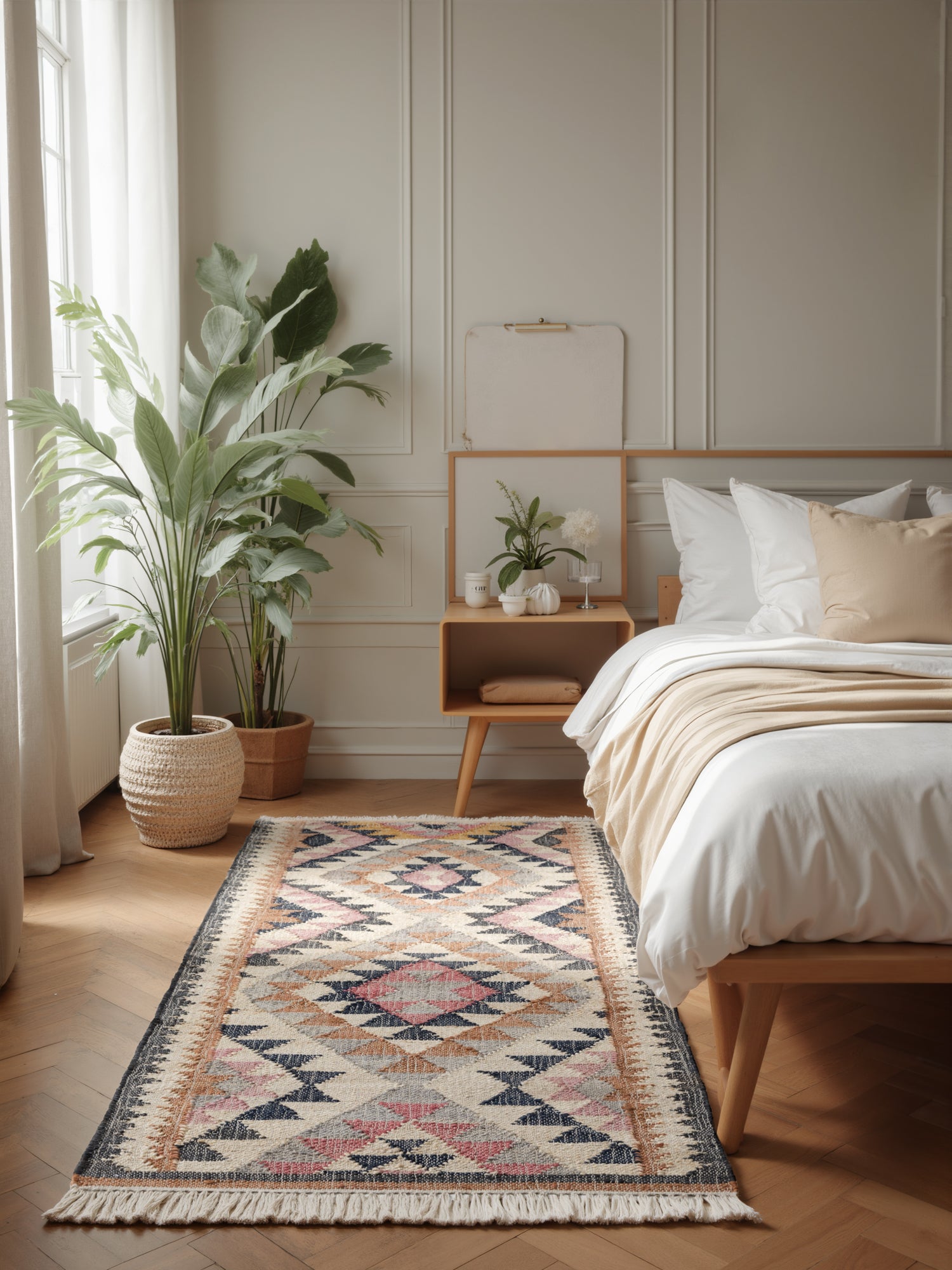 ROYA AFGHAN HANDvävd KELIM-MATTA, 106260 CREAM-MULTI