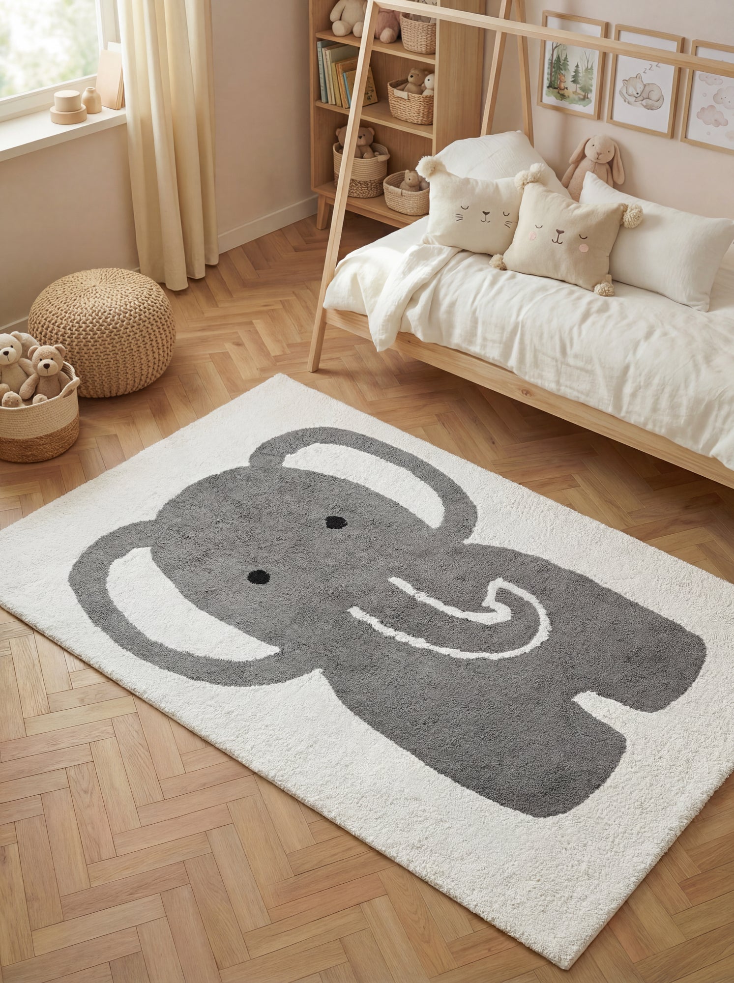 SNUGGLE BØRNETÆPPE, EMIL CREME GRÅ