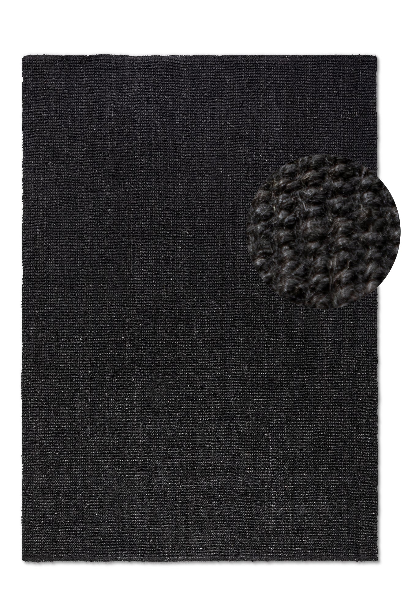 BOUCLE JUTEMATTA, MÖRKSVART - 105976