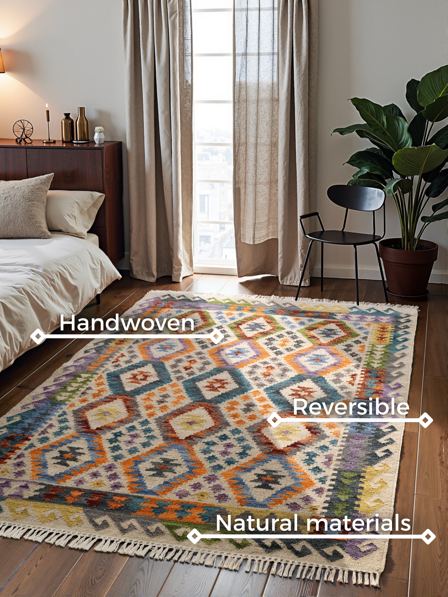 HANSE HOME KAMAL - AFGHAN KELIM MATTA, 106242 CREAM-MULTI