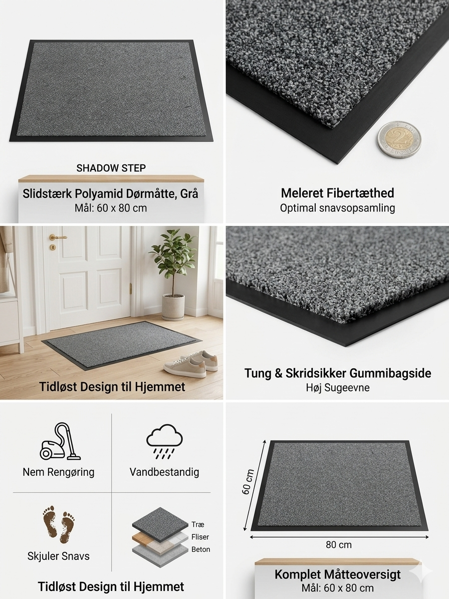SHADOW STEP - SLITSTARK DÖRRMATTA I POLYAMID, GRÅ