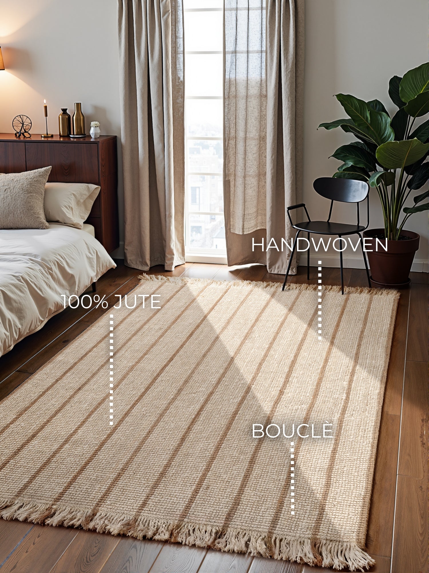 ELLE DECORATION HARVEST JUTEMATTA SIERRA, NATURLIG-ELFENBEN-GULD