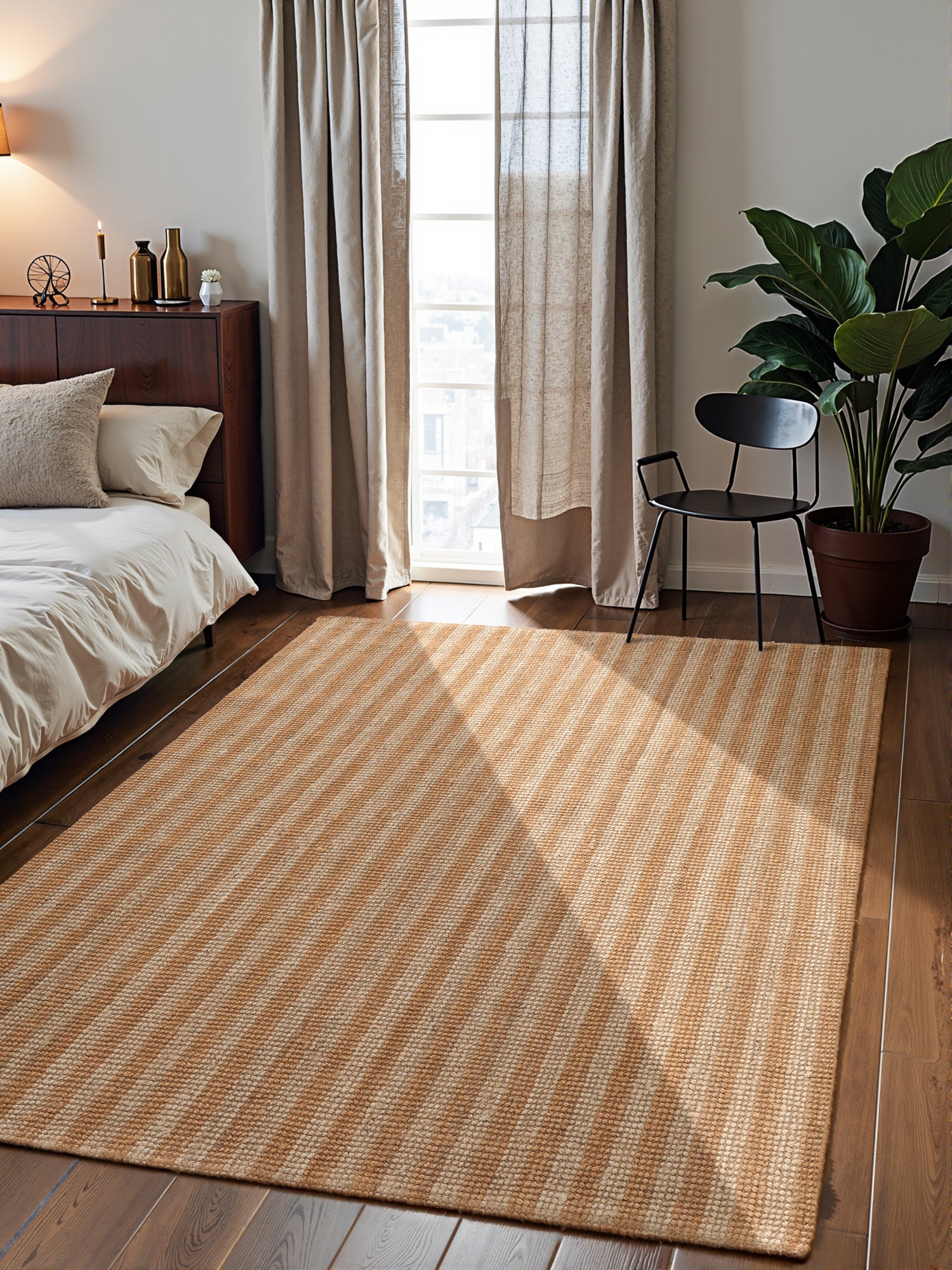 ELLE DECORATION HARVEST JUTEMATTA AMBER, NATURLIG-ELFENBEN-GULD