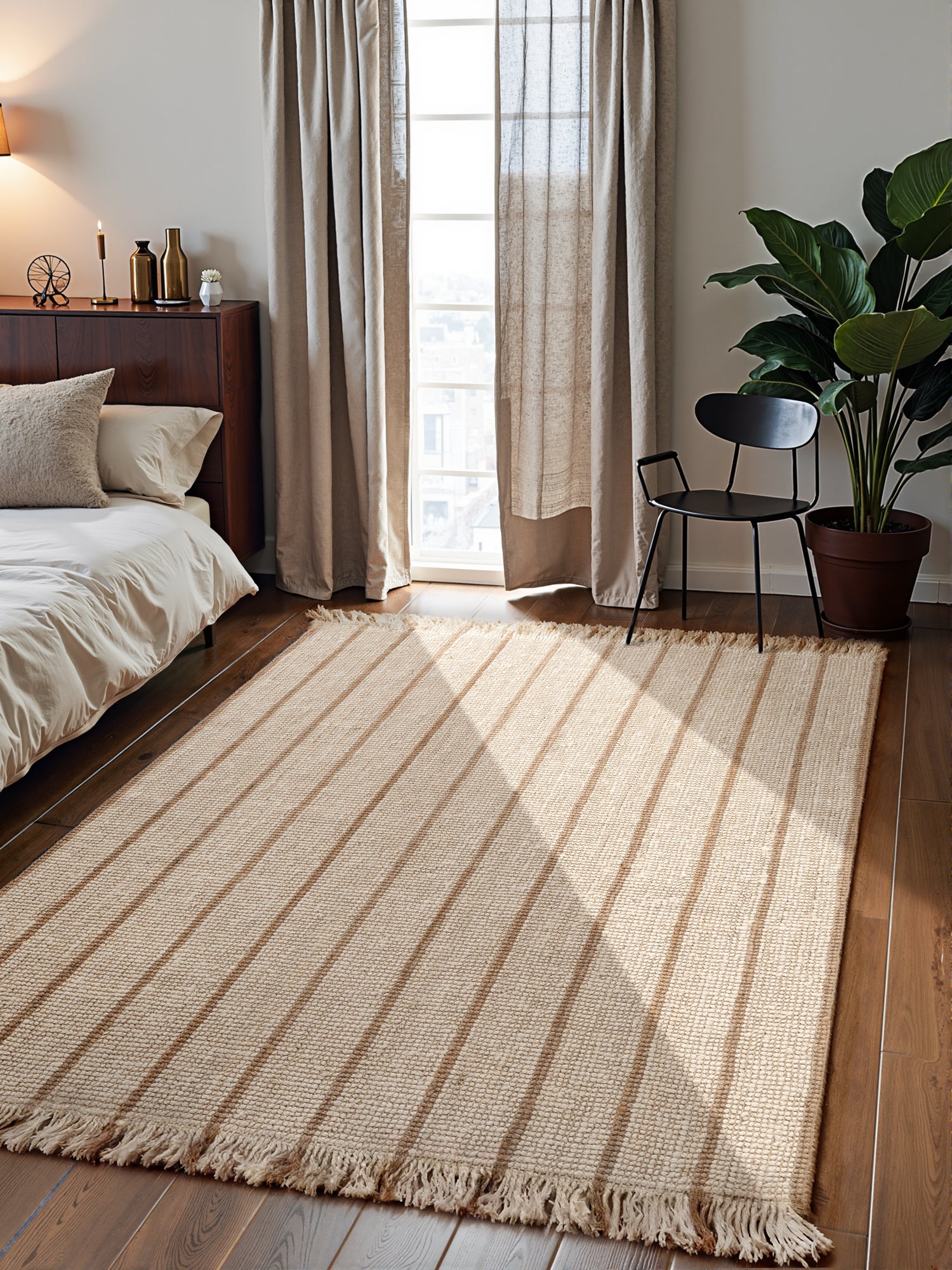 ELLE DECORATION HARVEST JUTEMATTA SIERRA, NATURLIG-ELFENBEN-GULD