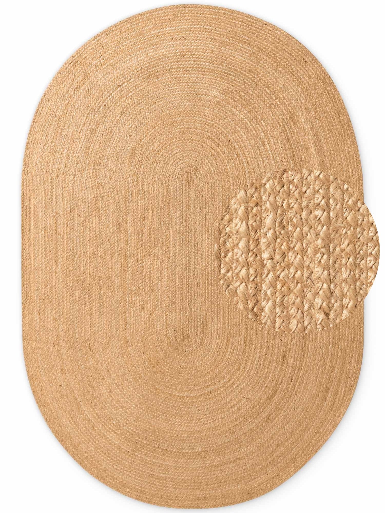 FLÄTAD JUTEMATTA RANGPUR OVAL, NATURLIG-GYLLEN