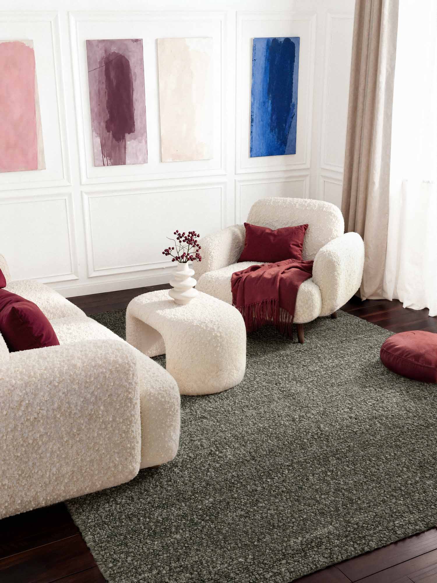 TED BAKER NOTTING HILL MJUK BOUCLE KORTLUGGIG MATTA, PORTOBELLO GRÖN