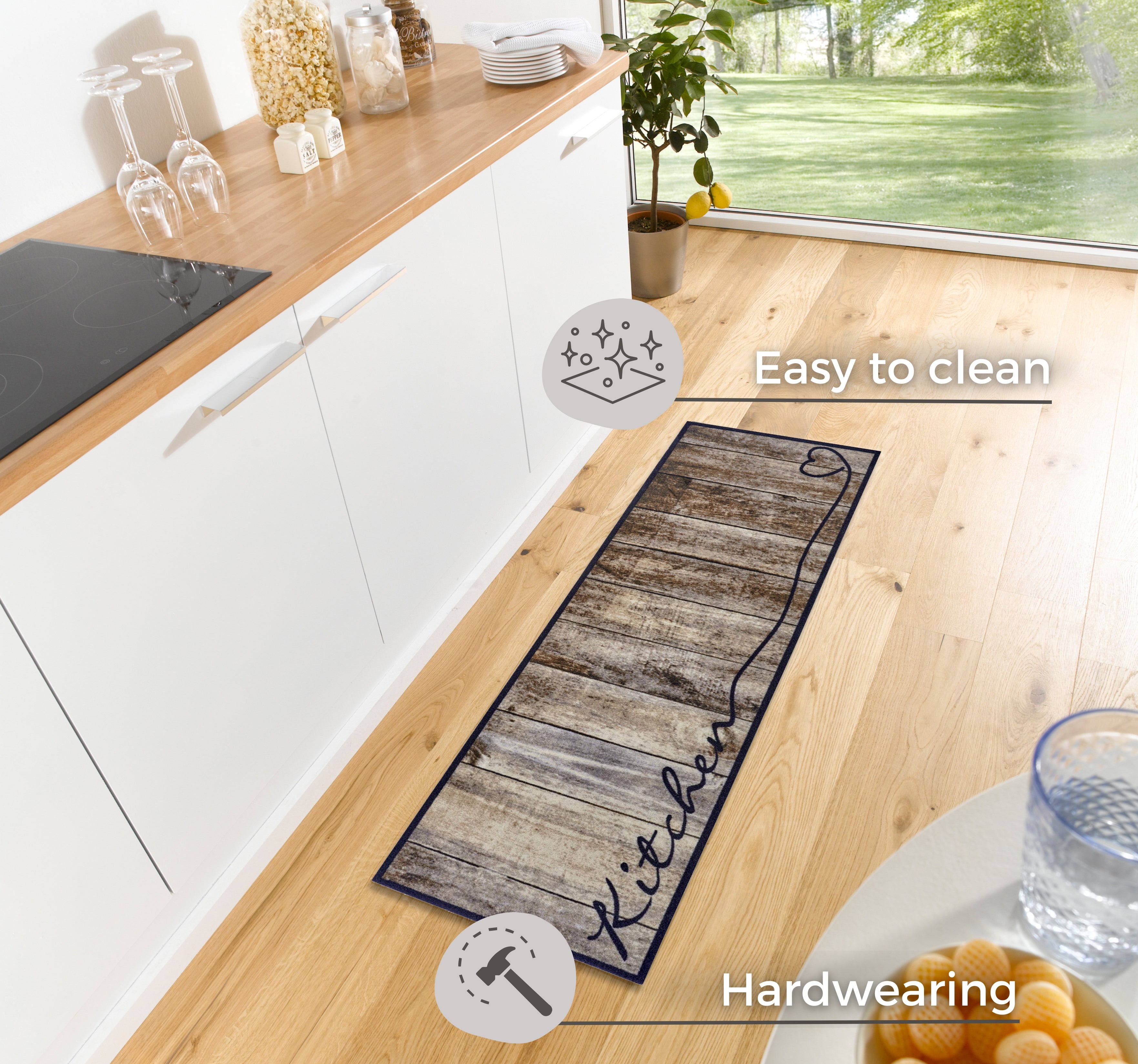 HANSE HOME COOK&amp;CLEAN TVÄTTBARA KÖKMATTOR, 105390 SVART-VIT TAUPE-BRUN