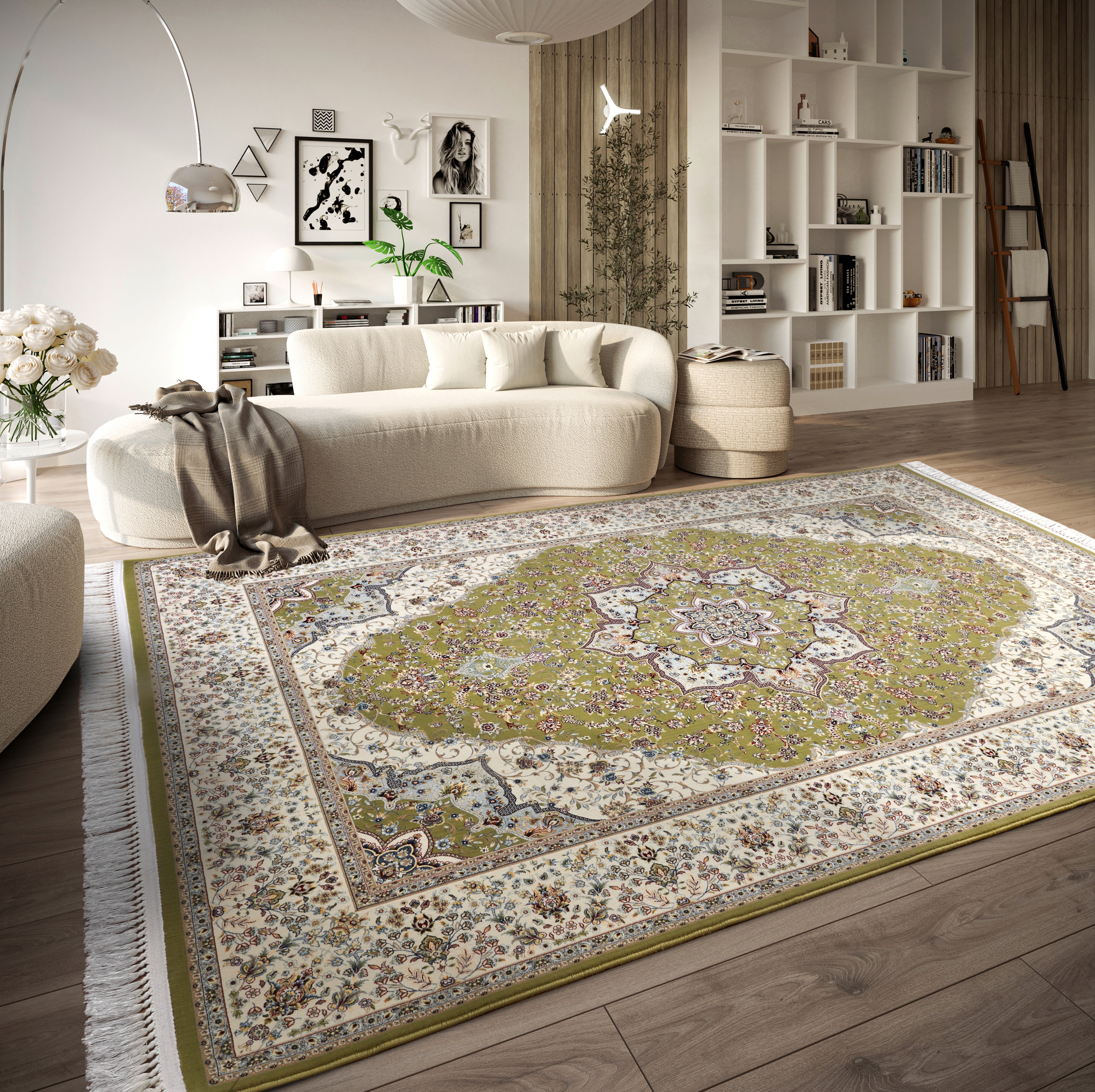 VILLEROY &amp; BOCH 106128 ORIENTALISK MATTA ETIENNE, GRÖN-KRÄMFÄRGAD