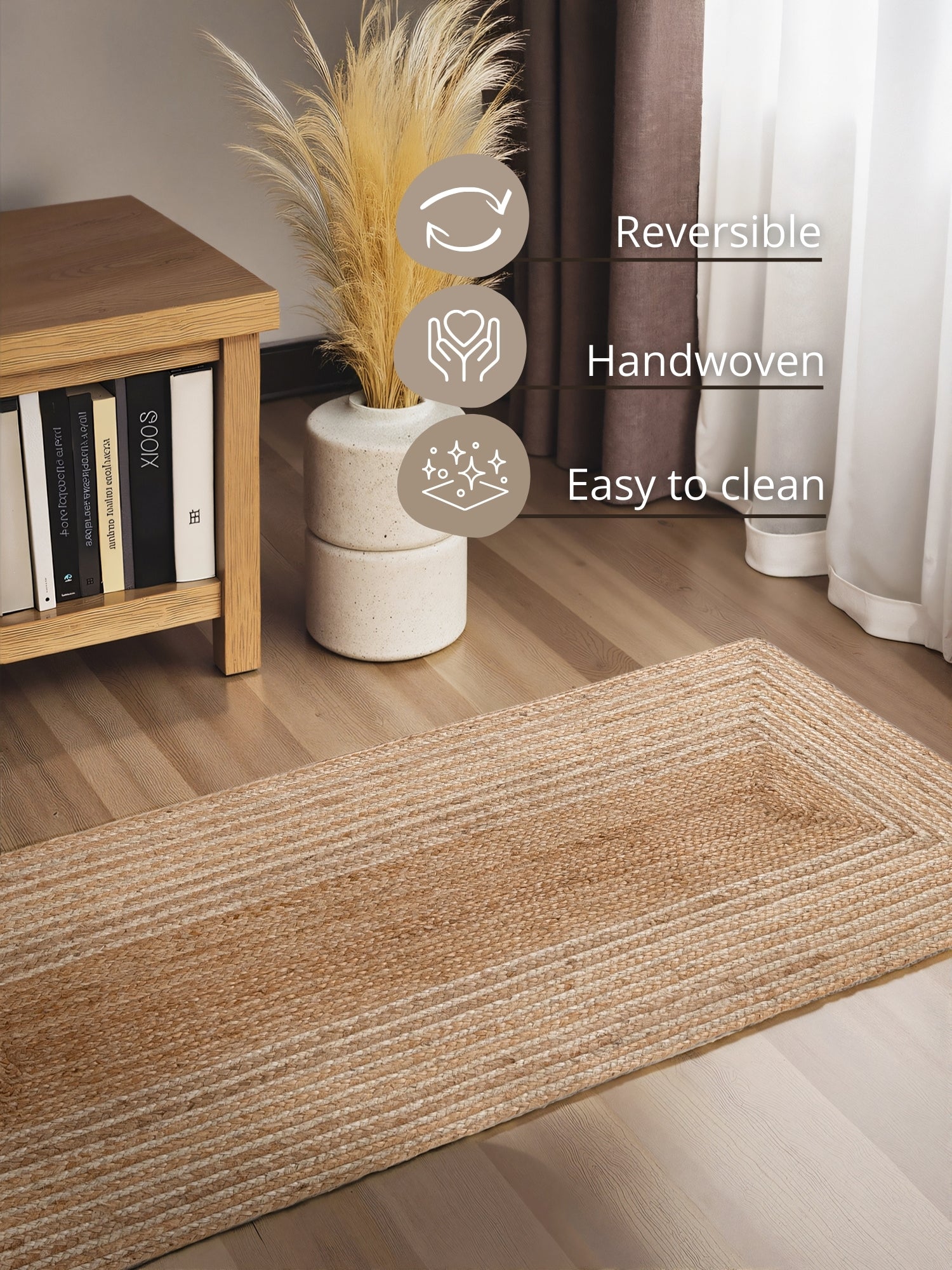 JUNO JUTE-MATTA LINE, NATUR VIT GULD