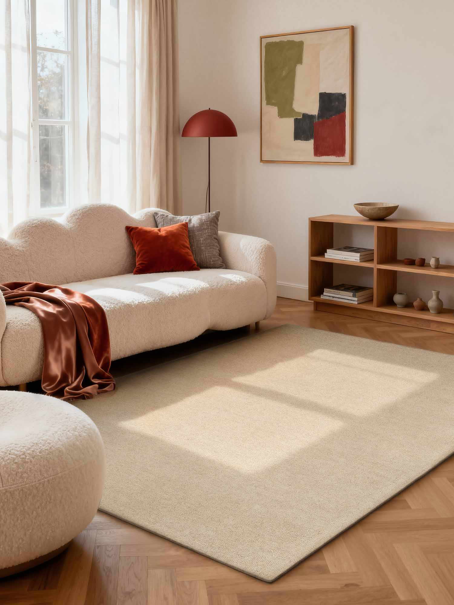 ELLE DECORATION PURISTIC FIN BOUCLE ULLMATTA, KNUTAR NATURLIG LJUSBEIGE